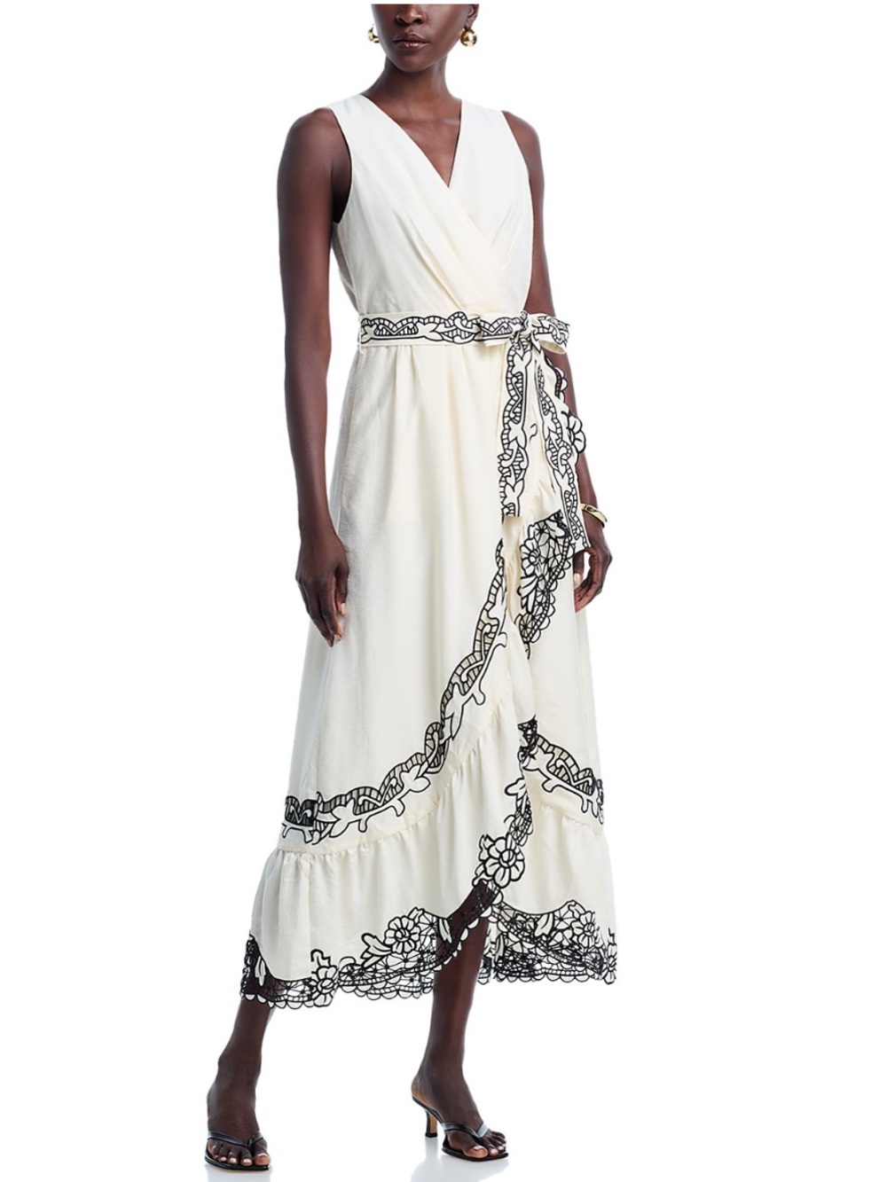 ELIE TAHARI Poppy Embroidered Maxi Dress in desert sand Size 12